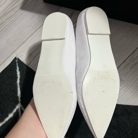 Strangecvlt dagger snow jack white velvet flats - Picture 2 of 4